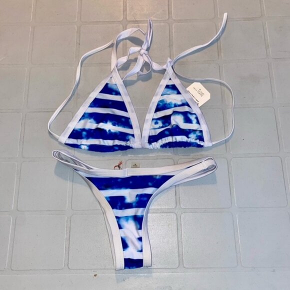 Blue/White Stripe Bikini set - Picture 1 of 1